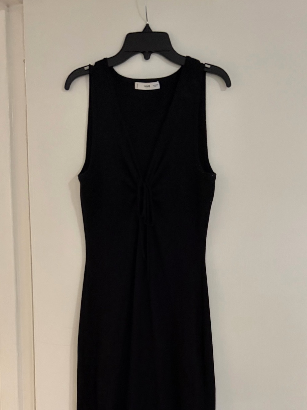 Like new Mango Black Sleeveless Knit Midi Dress with tie in the front. 35$